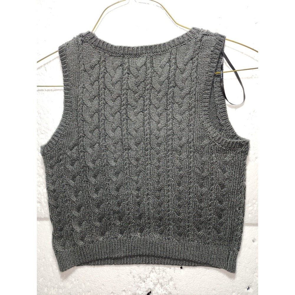 Forever 21 Sweater Top Women Large Dark Gray Knitted Sleeveless Cropped - Picture 4 of 11